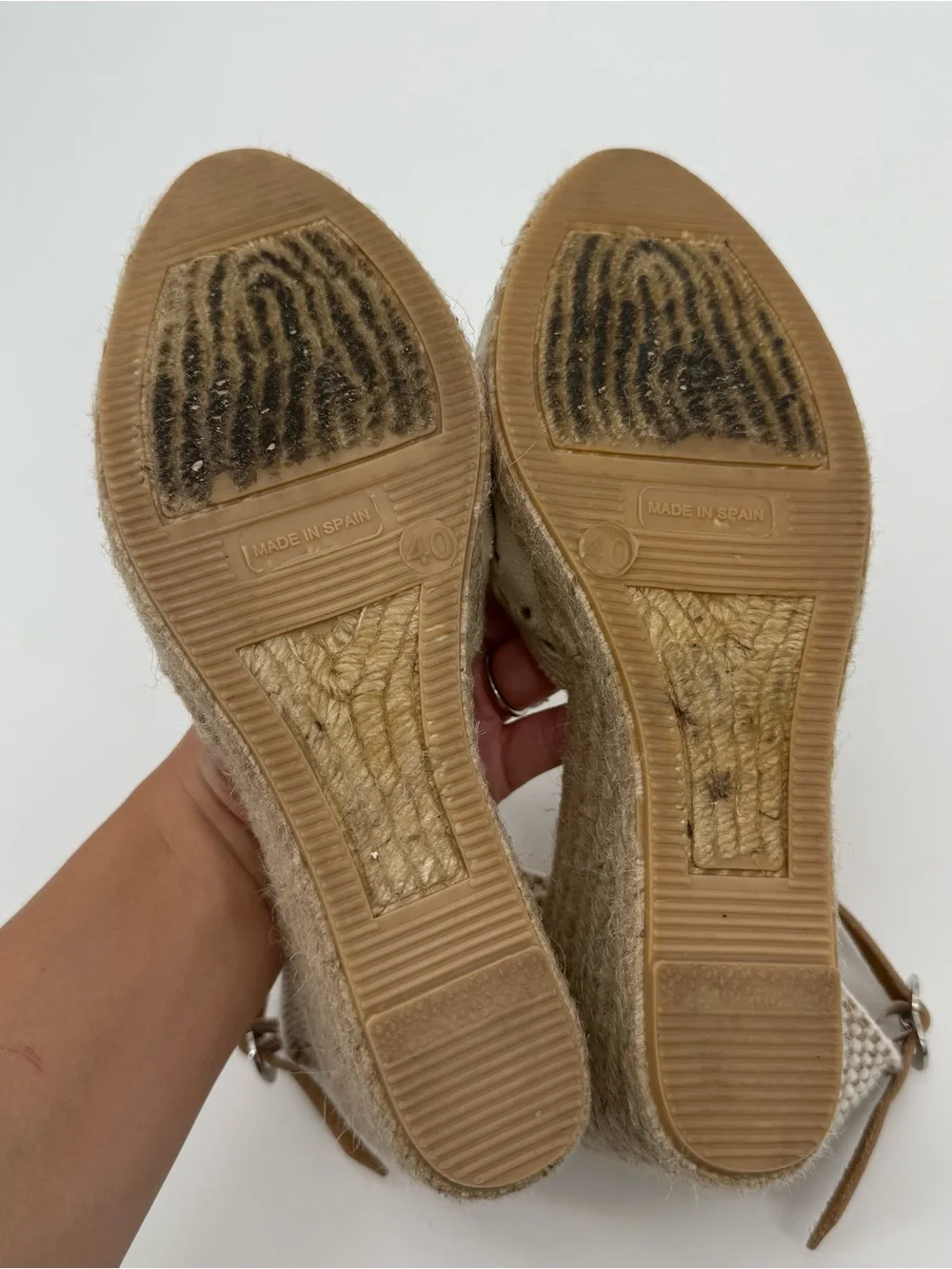 Maypol Espadrille Beige Wedges Eyelet Cutout Size EU 40 Spain Canvas 9
